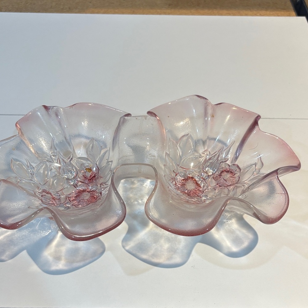 Pink Glass Flower Shaped Bowl